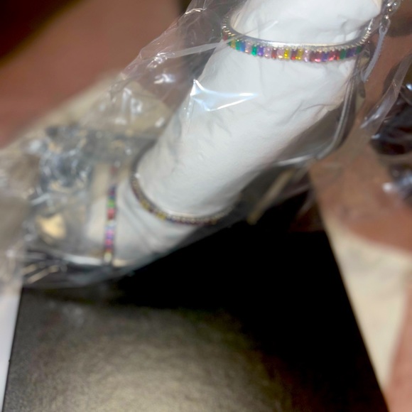 GIUSEPPE ZANOTTI METALLIC EFFECT CRYSTAL EMBELLISHED SANDALS/HEELS - Picture 5 of 5